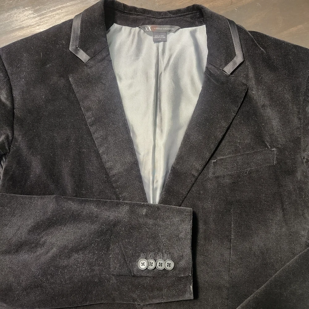 Armani Exchange Black Velvet Formal Blazer Jacket Men's L Party Evening Wear